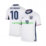 Camisolas de futebol Inglaterra Jude Bellingham 5 Equipamento Principal Euro 2024 Manga Curta